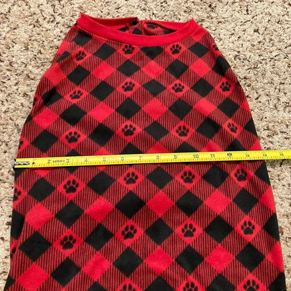 Merry &‎ Bright holiday flapjack style dog pajamas red black buffalo check Sz L